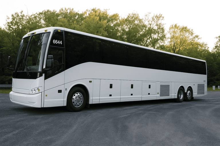 exterior of Charter Bus Rental Santa Maria coach bus